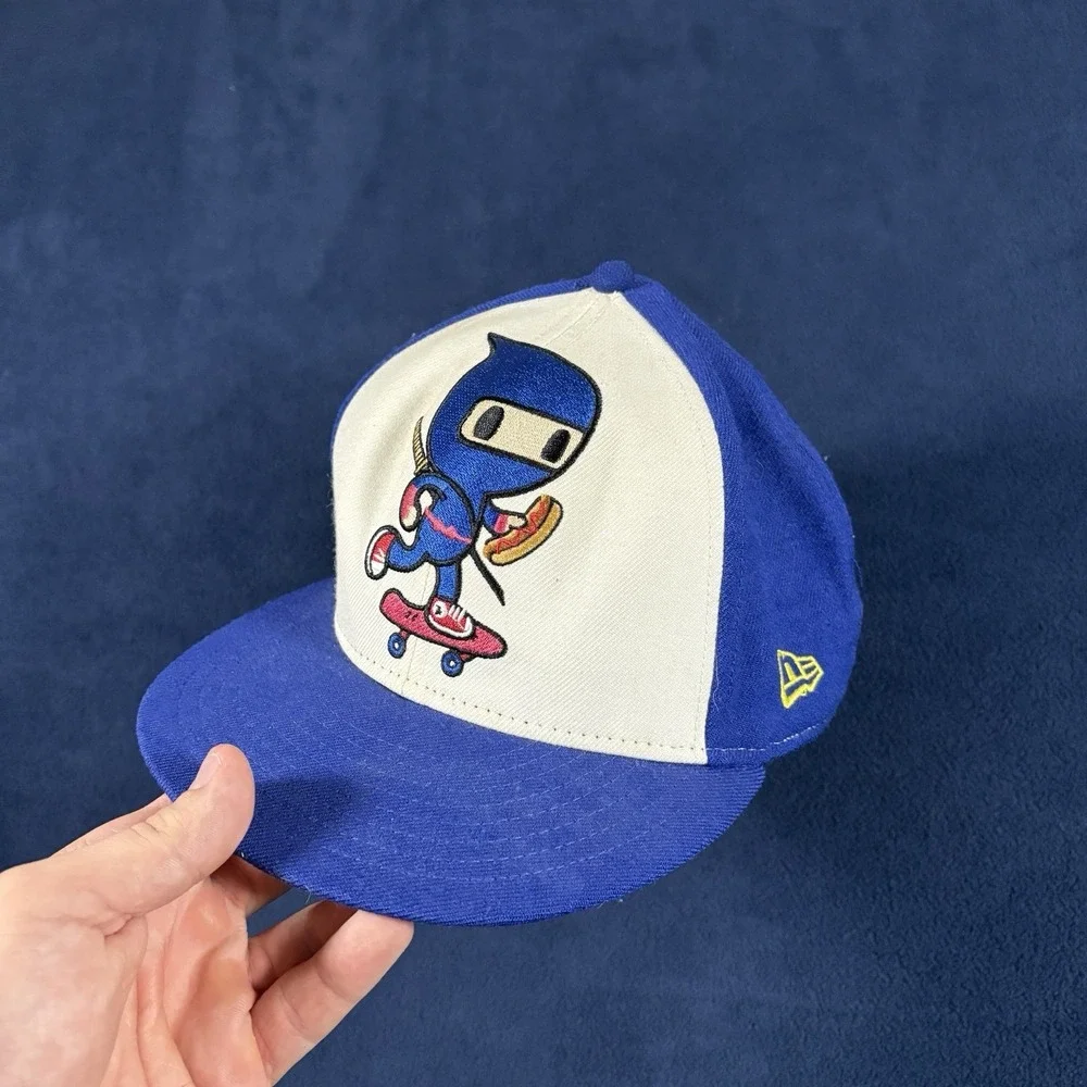 Tokidoki New Era 59FIFTY Fitted Hat 7 1/2 Blue Ninja Skateboard Hot Dog Cap 2010